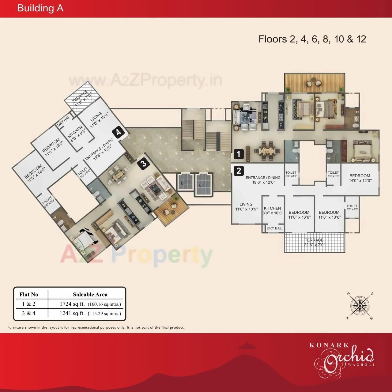 Layout of real estate project Konark Orchid J located at Wagholi, Pune, Maharashtra