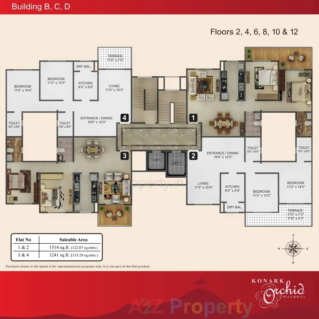 Layout of real estate project Konark Orchid J located at Wagholi, Pune, Maharashtra