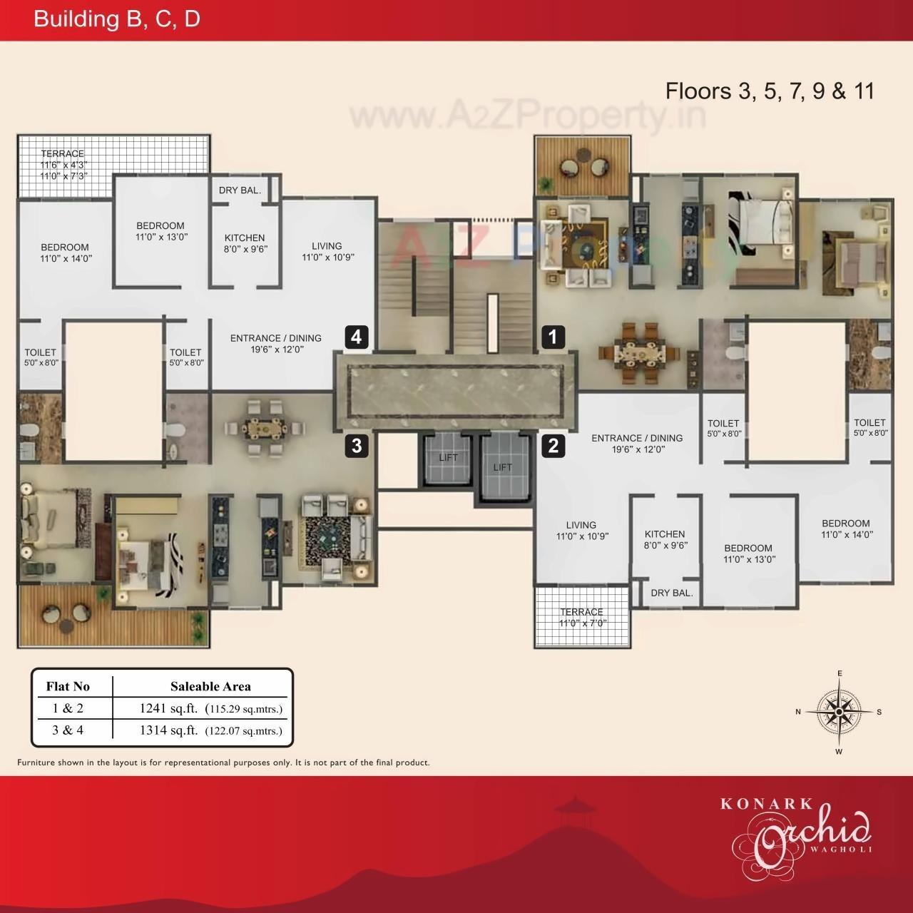 Layout of real estate project Konark Orchid J located at Wagholi, Pune, Maharashtra