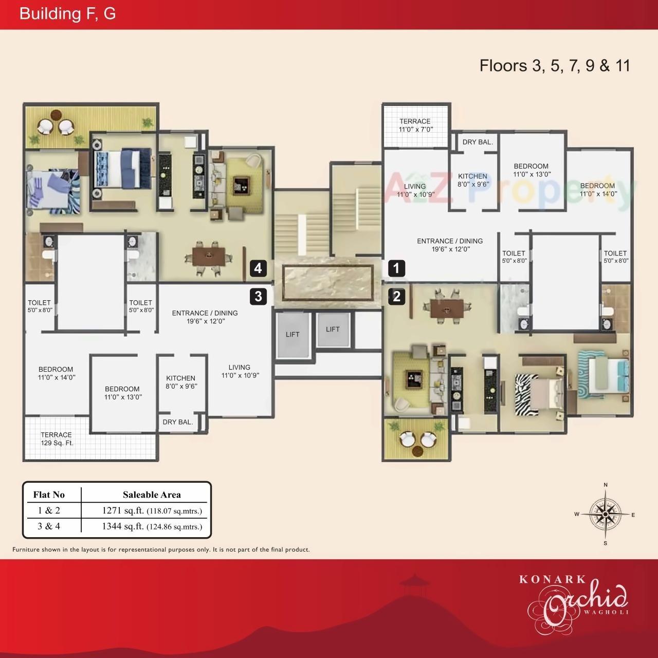 Layout of real estate project Konark Orchid J located at Wagholi, Pune, Maharashtra