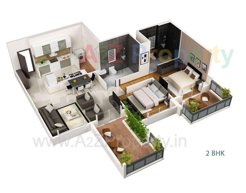 Isometric View 2 Bhk_large of real estate project Le Reve located at Pune-m-corp, Pune, Maharashtra