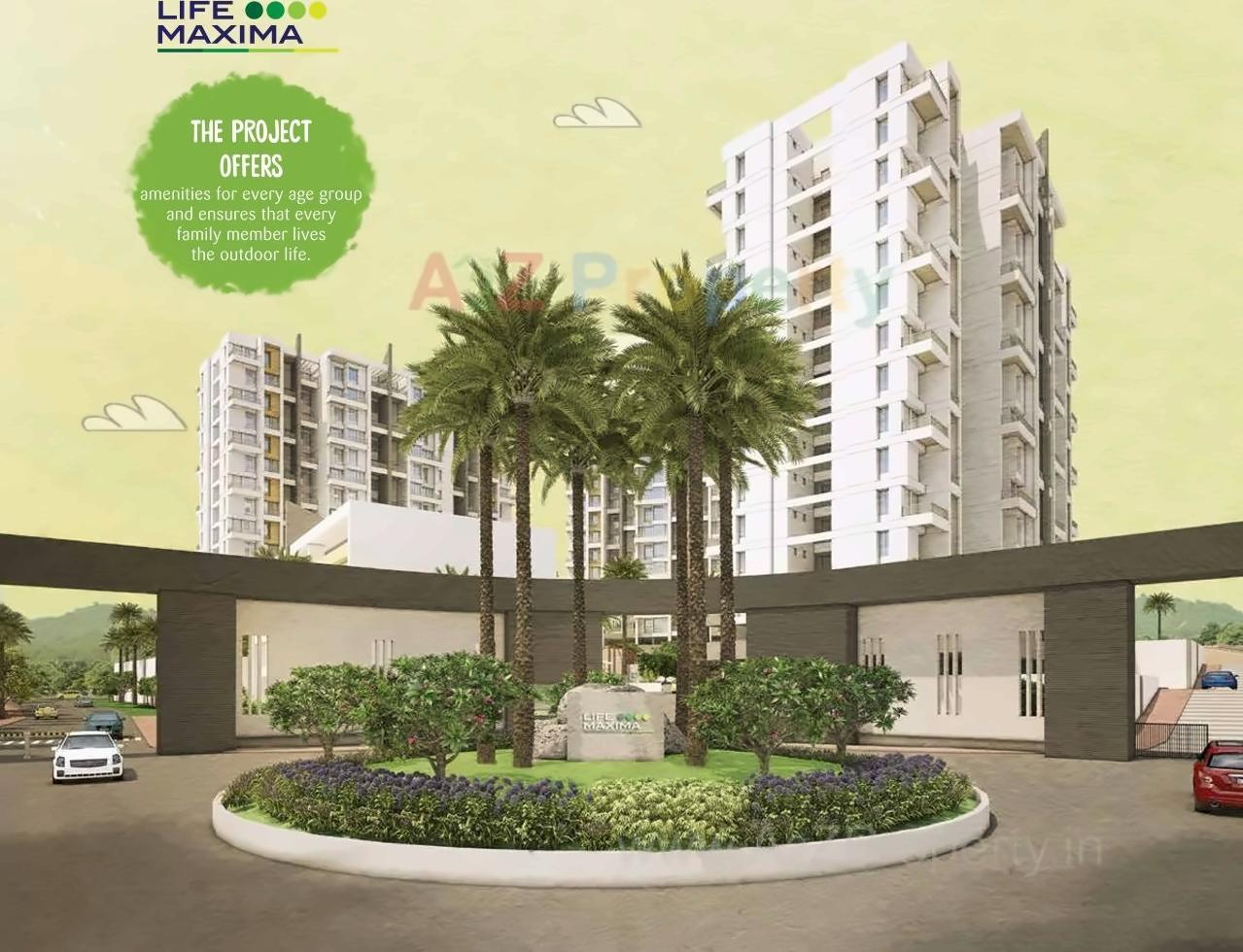 3D Elevation of real estate project Life Maxima located at Kirkatwadi, Pune, Maharashtra