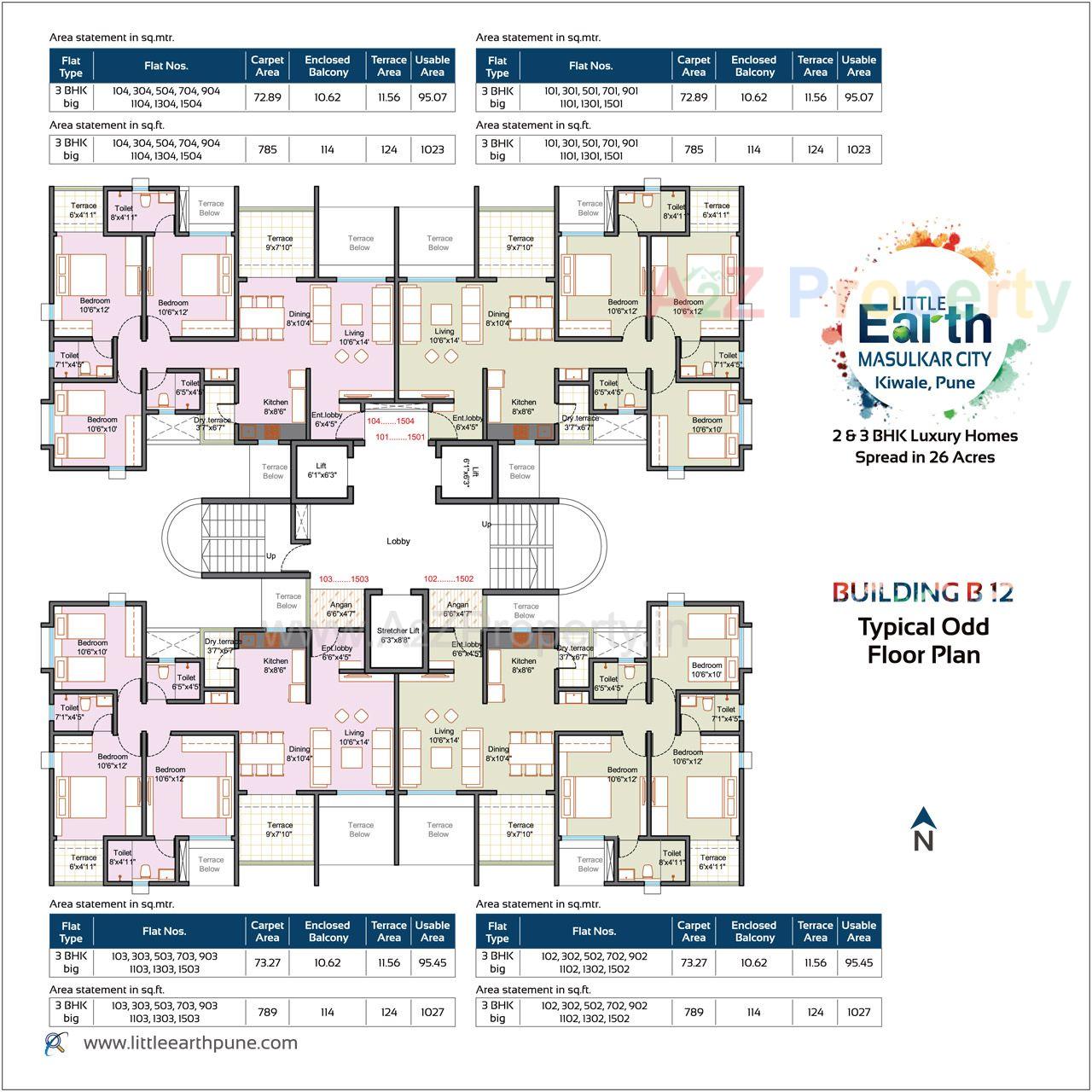 B12 Odd Floor Plan Big of real estate project Little Earth Masulkar City located at Kivale, Pune, Maharashtra