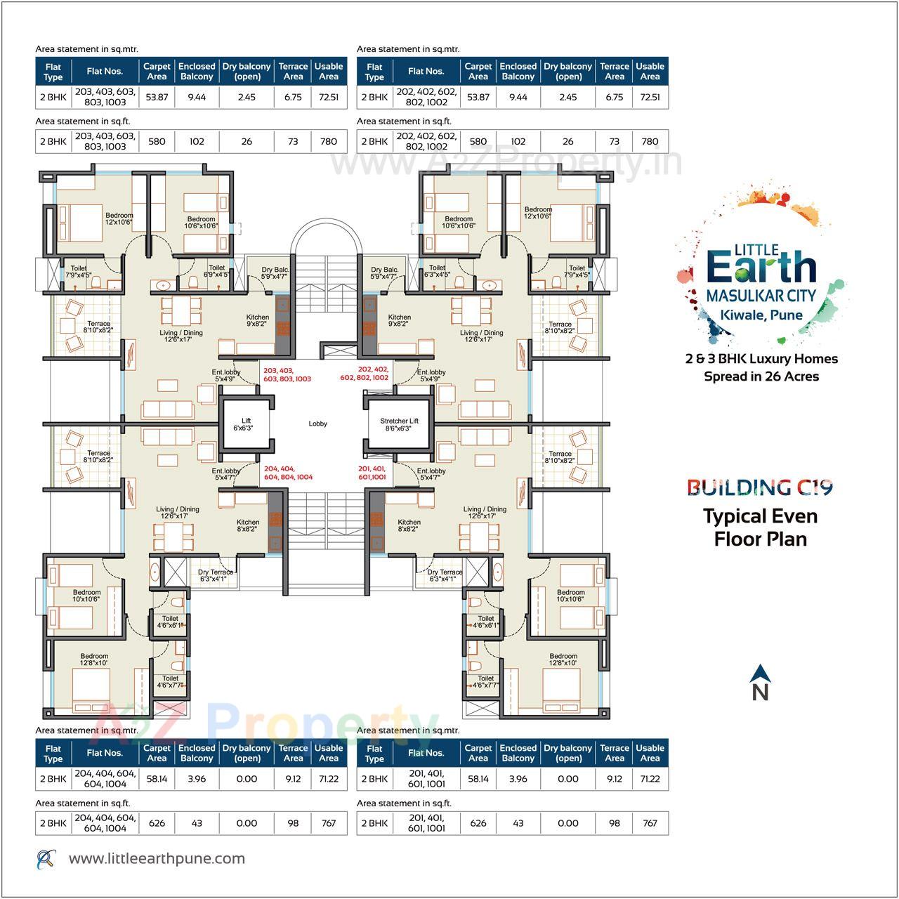 C19 Even Floor Plan Big of real estate project Little Earth Masulkar City located at Kivale, Pune, Maharashtra