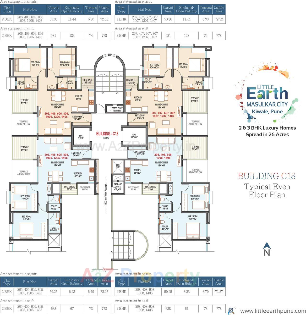 Little Earth_c 18 Building Even Floor Plan of real estate project Little Earth Masulkar City located at Kivale, Pune, Maharashtra