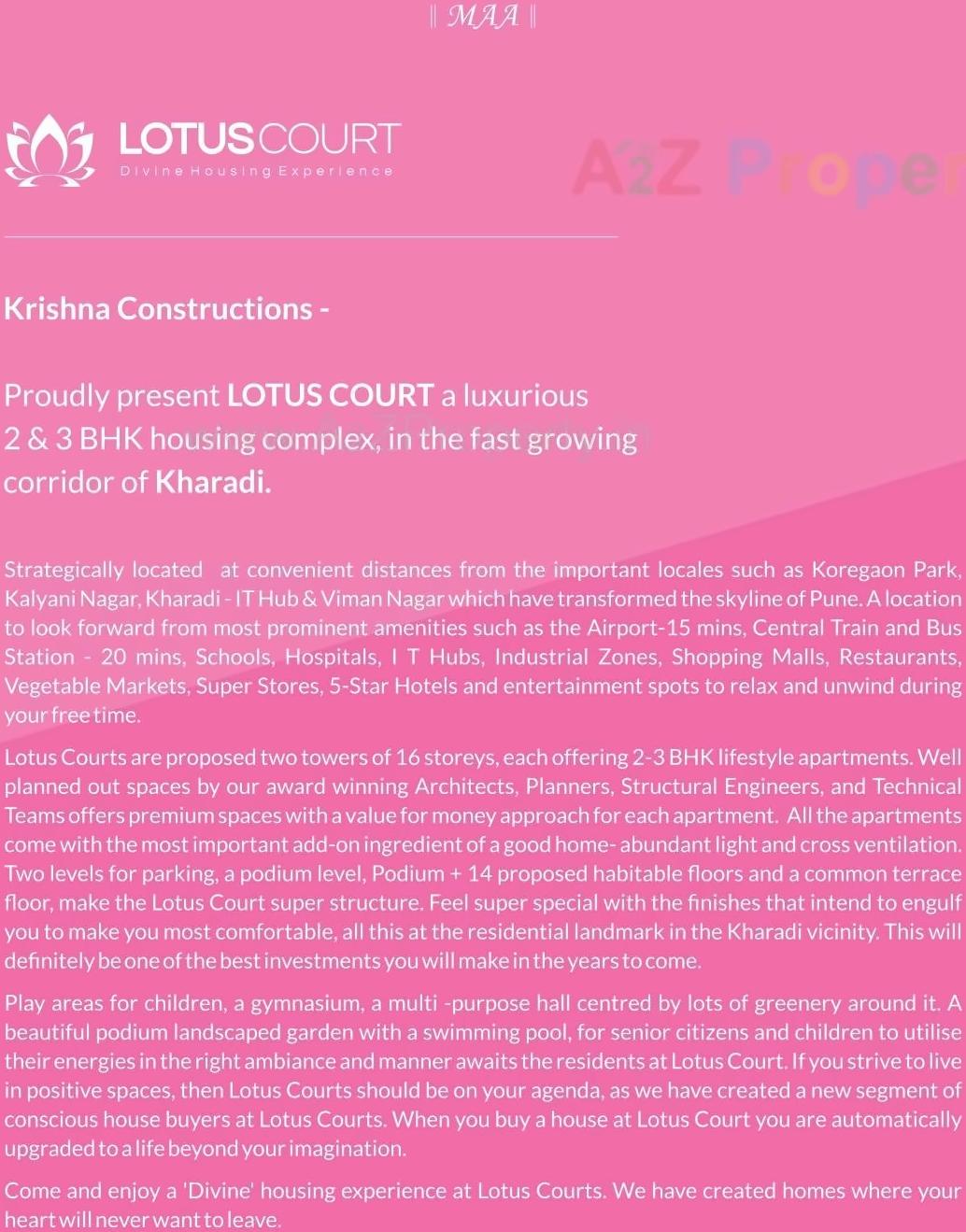  of real estate project Lotus Court located at Kharadi, Pune, Maharashtra