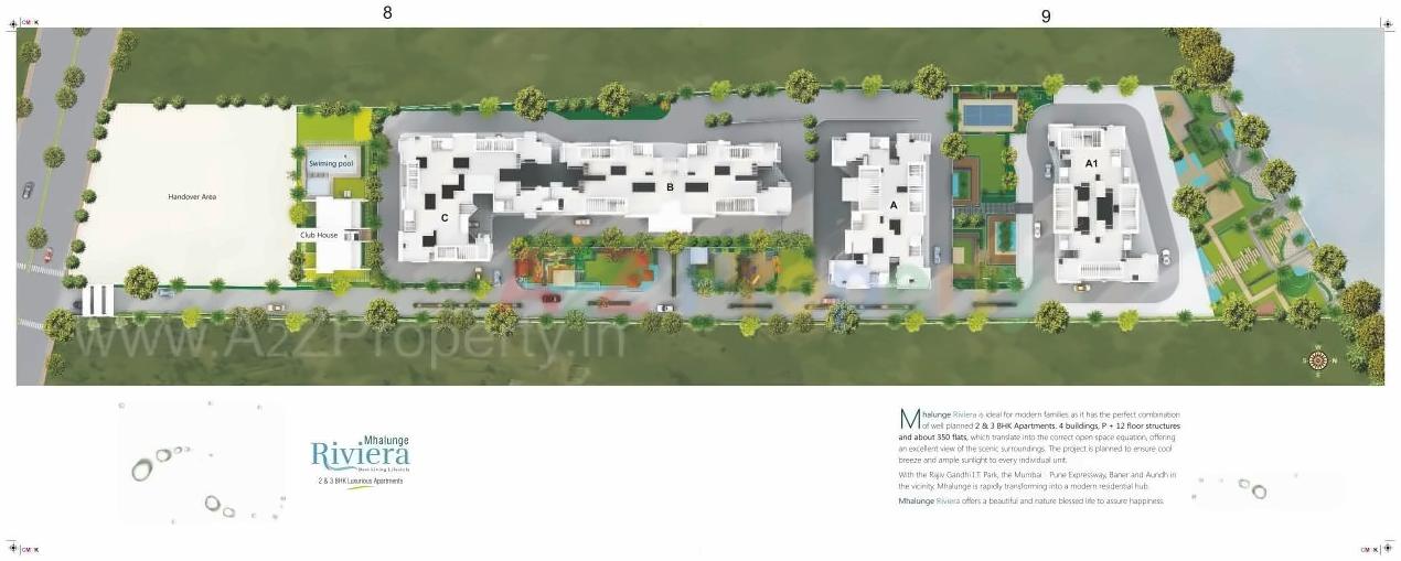 Layout of real estate project Mahalunge Riviera located at Mahalunge, Pune, Maharashtra