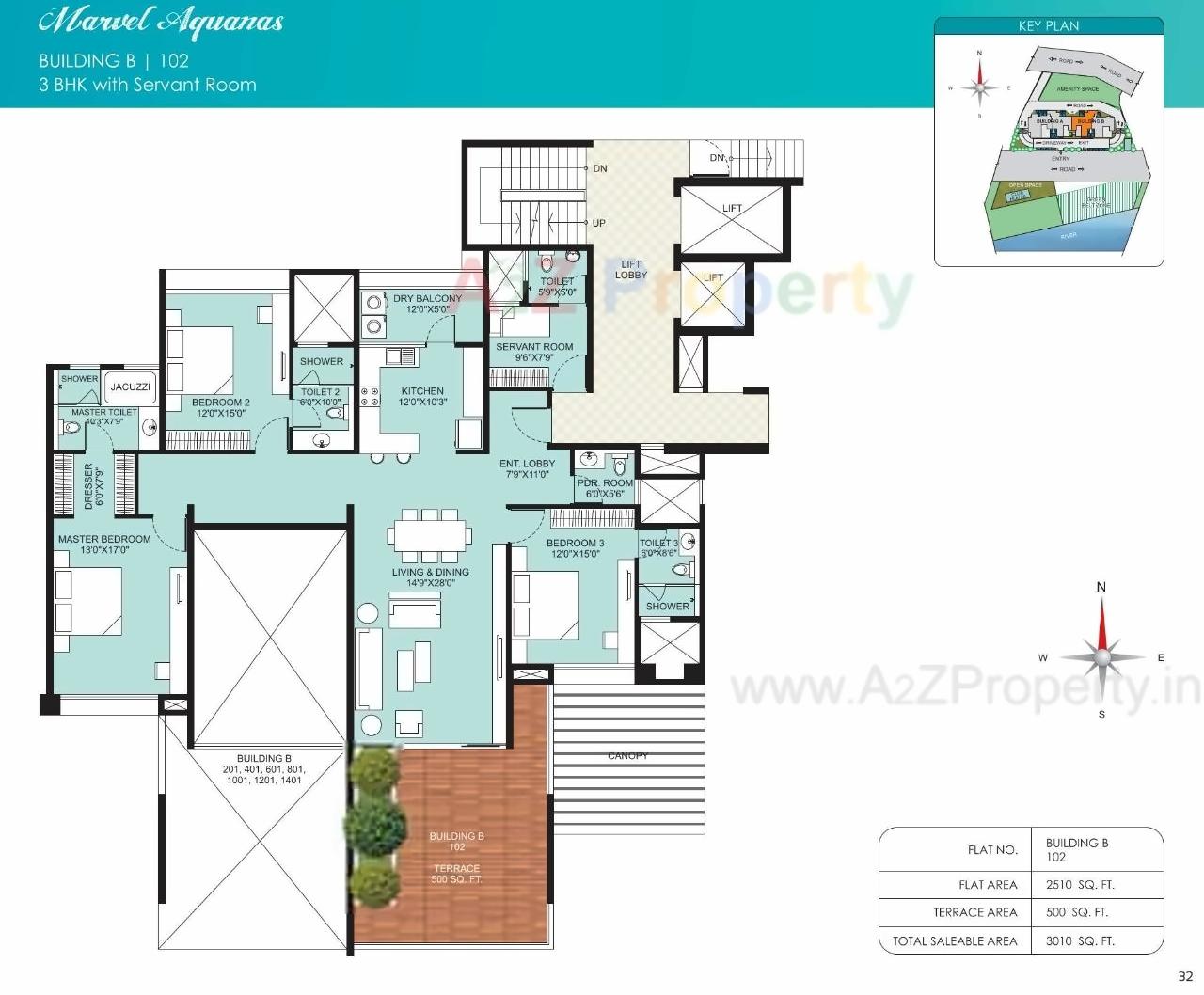Layout of real estate project Marvel Aquanas located at Kharadi, Pune, Maharashtra