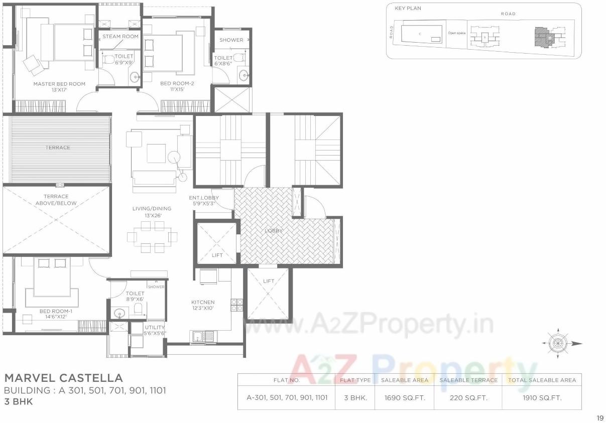 Layout of real estate project Marvel Castella A located at Pune-m-corp, Pune, Maharashtra