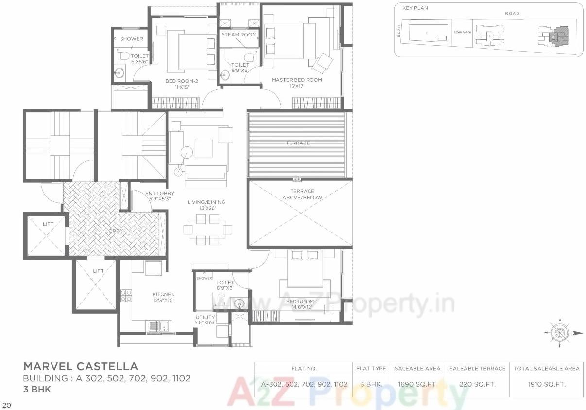 Layout of real estate project Marvel Castella A located at Pune-m-corp, Pune, Maharashtra