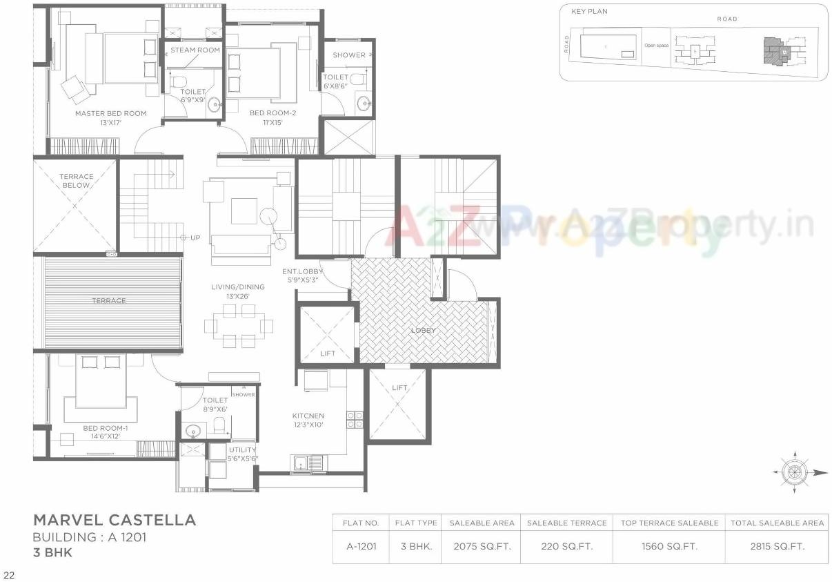 Layout of real estate project Marvel Castella A located at Pune-m-corp, Pune, Maharashtra