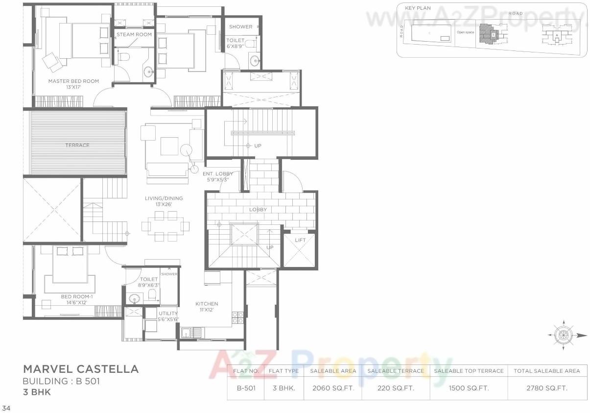 Layout of real estate project Marvel Castella A located at Pune-m-corp, Pune, Maharashtra