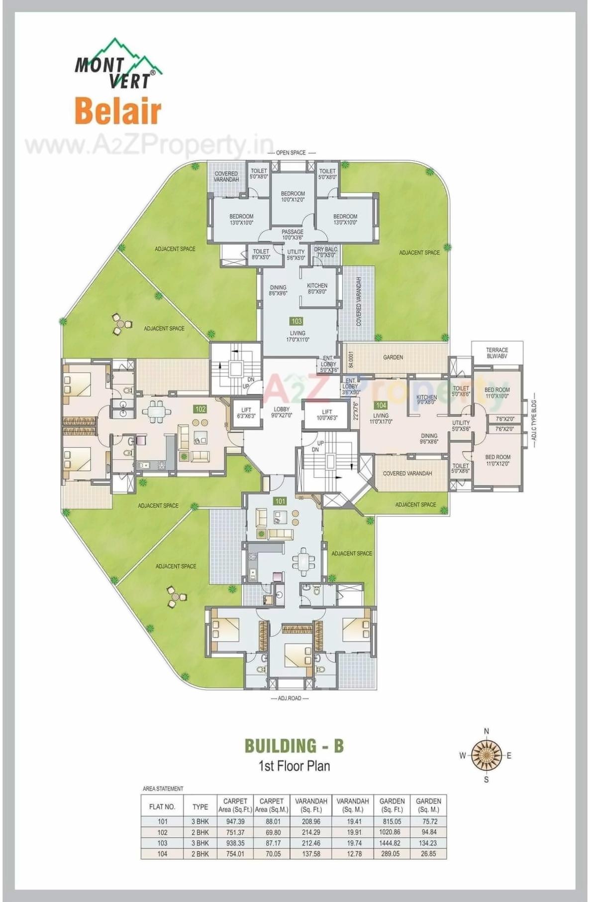 Layout of real estate project Mont Vert Belair located at Bhugaon, Pune, Maharashtra