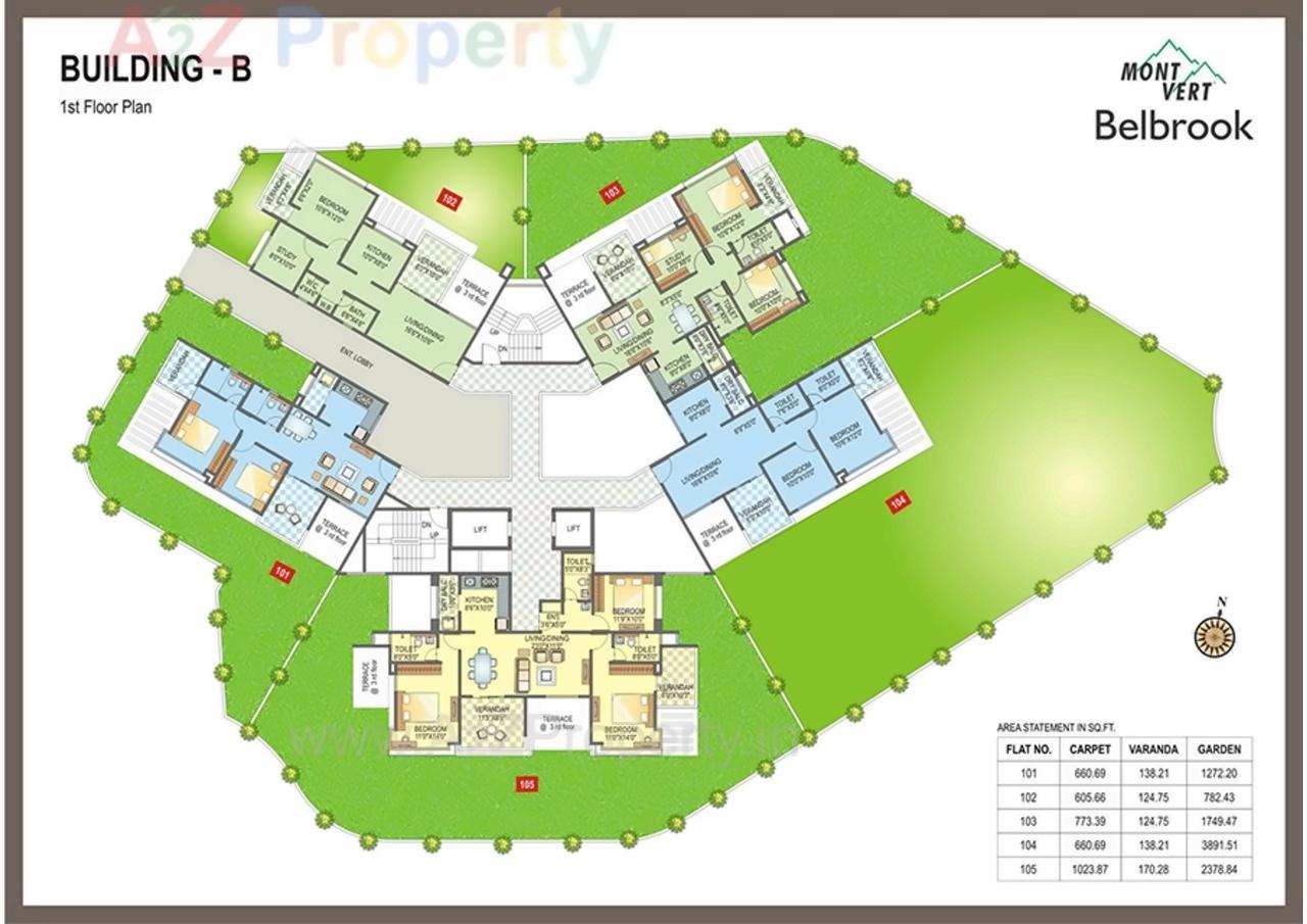 Layout of real estate project Mont Vert Belbrook located at Bhugaon, Pune, Maharashtra