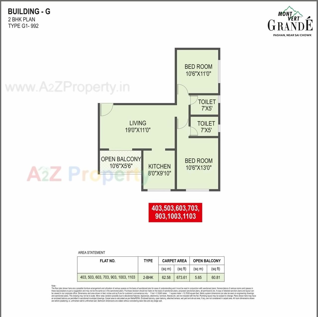 Layout of real estate project Mont Vert Grande  Type G Plot located at Pashan, Pune, Maharashtra