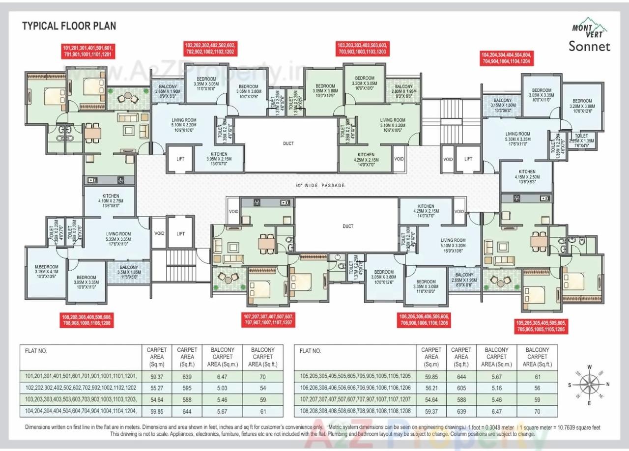 Layout of real estate project Mont Vert Sonnet located at Wakad, Pune, Maharashtra