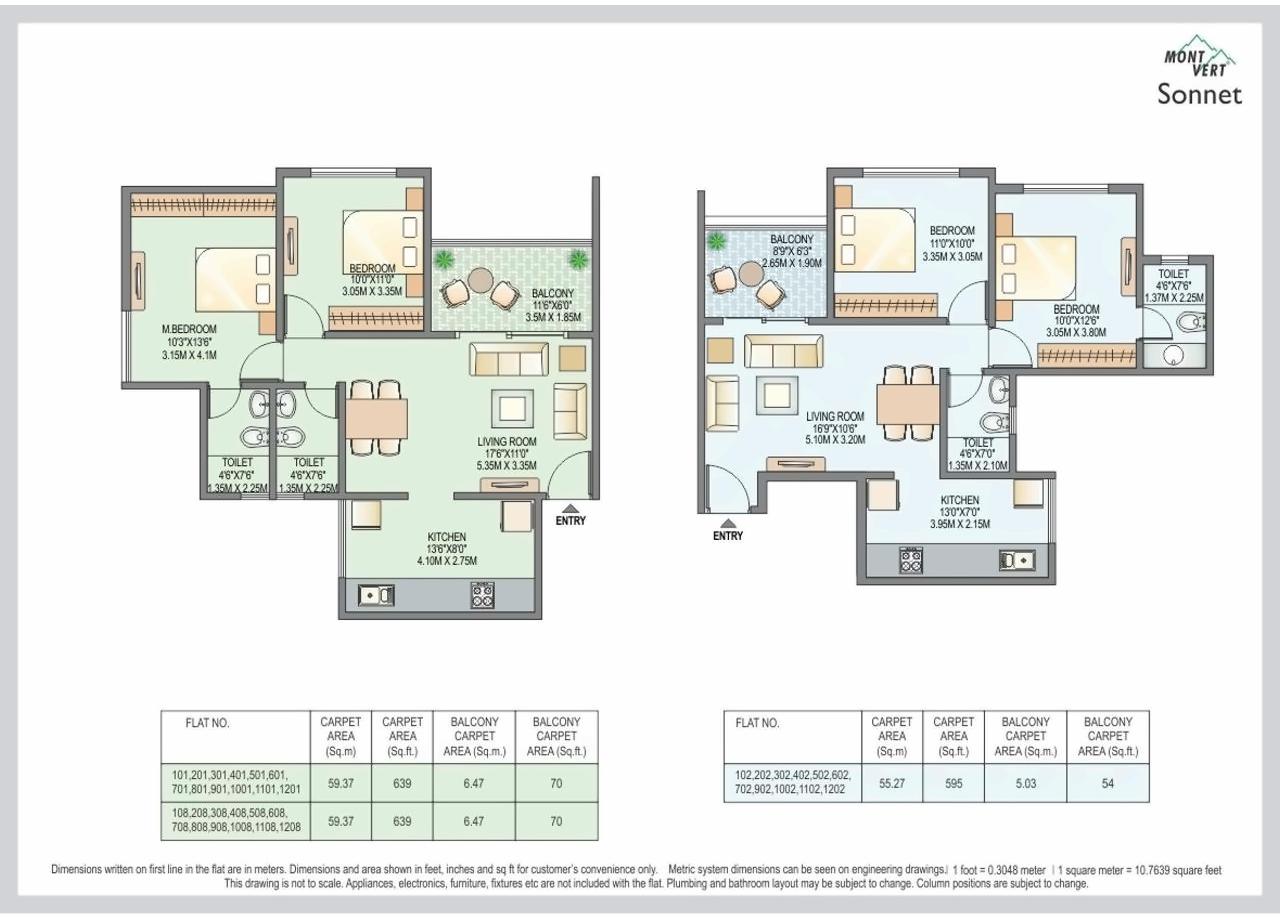 Layout of real estate project Mont Vert Sonnet located at Wakad, Pune, Maharashtra
