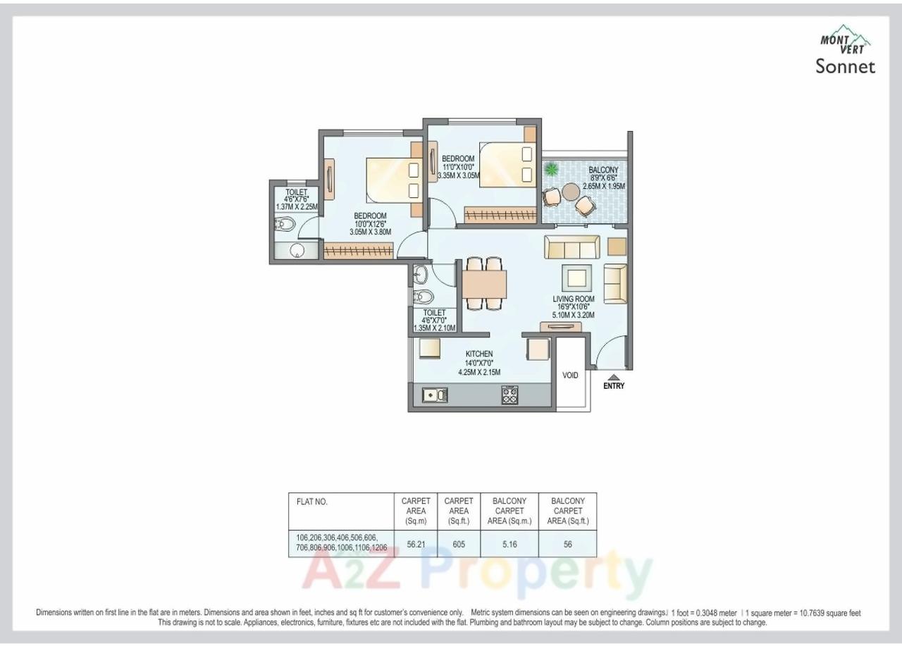 Layout of real estate project Mont Vert Sonnet located at Wakad, Pune, Maharashtra