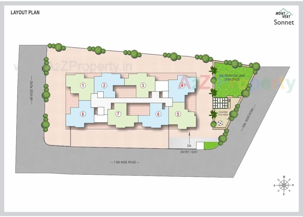 Layout of real estate project Mont Vert Sonnet located at Wakad, Pune, Maharashtra