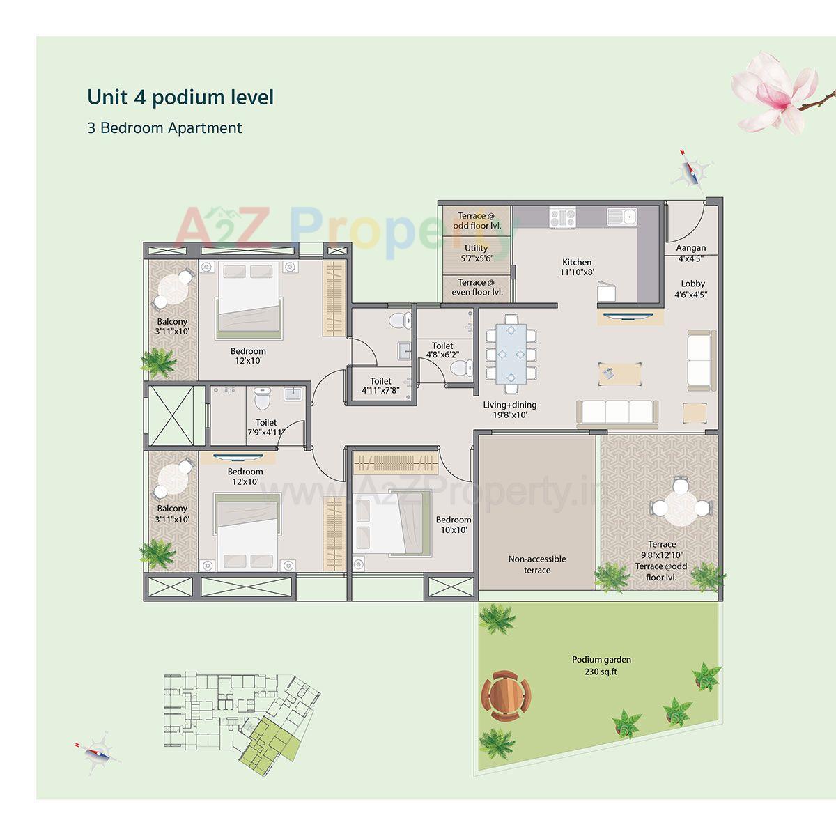 3bhk Floor Plan2 of real estate project Nirman Vishnubaug located at Pune-m-corp, Pune, Maharashtra