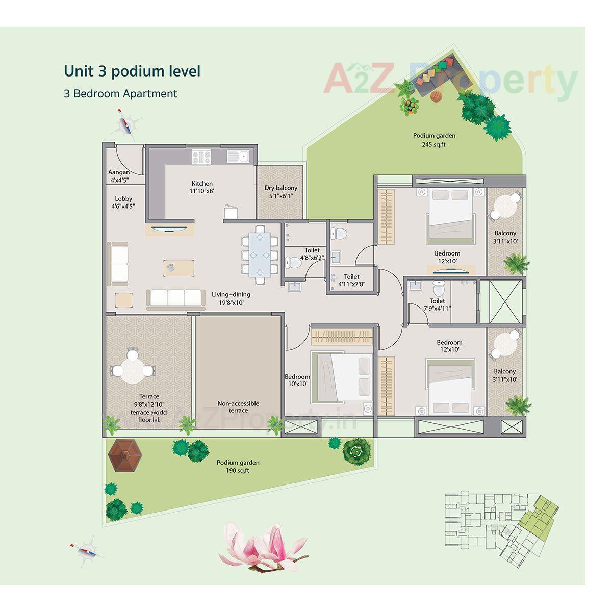 3bhk Floor Plan3 of real estate project Nirman Vishnubaug located at Pune-m-corp, Pune, Maharashtra