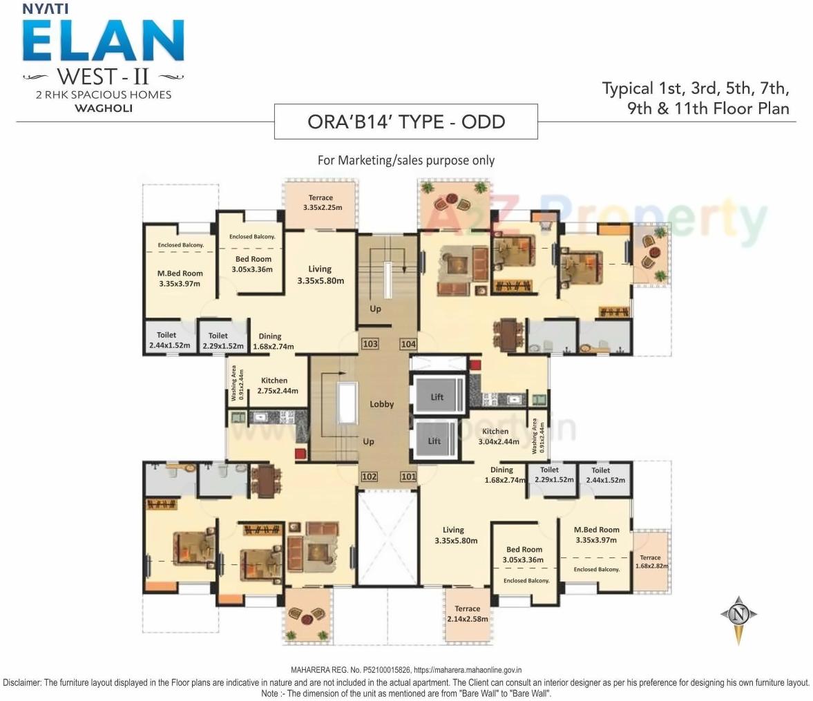 Layout of real estate project Nyati Elan West located at Wagholi, Pune, Maharashtra