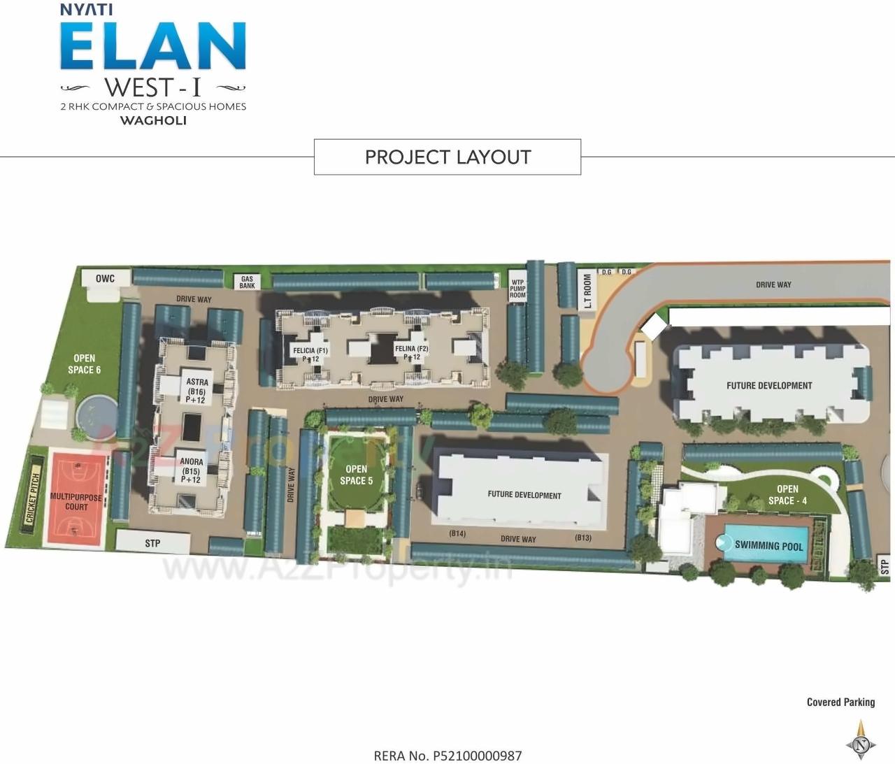 Layout of real estate project Nyati Elan West located at Wagholi, Pune, Maharashtra