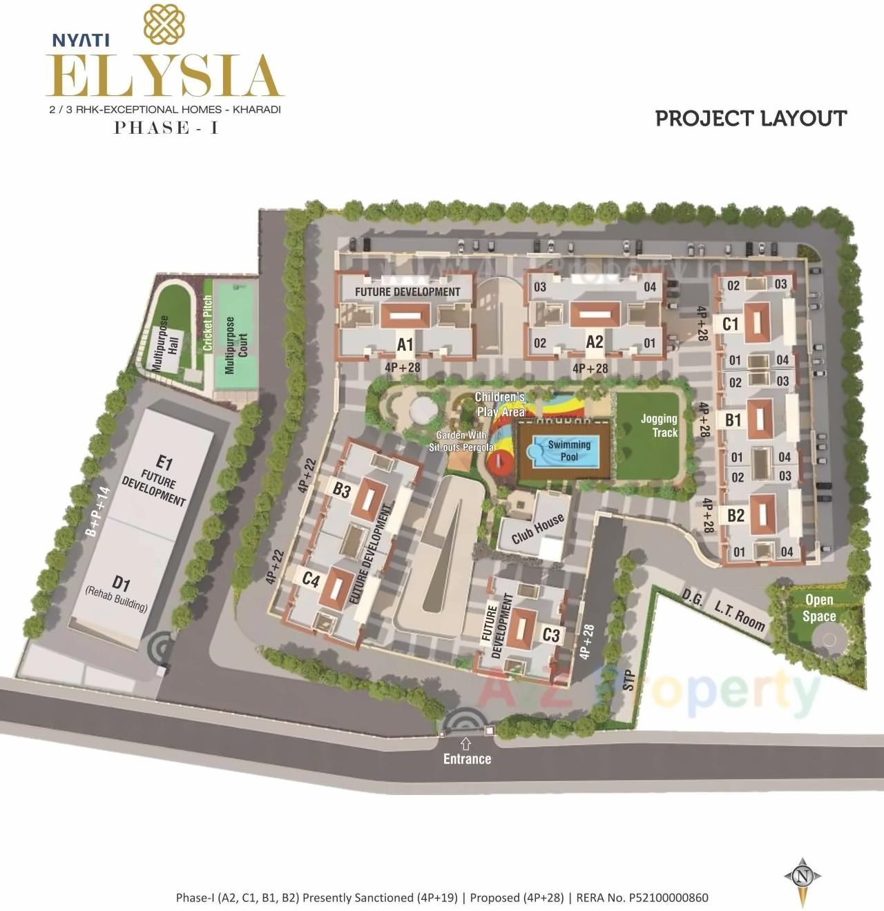 Layout of real estate project Nyati Elysia located at Kharadi, Pune, Maharashtra