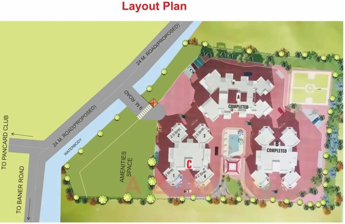 Layout of real estate project Oakwood Hills located at Baner, Pune, Maharashtra