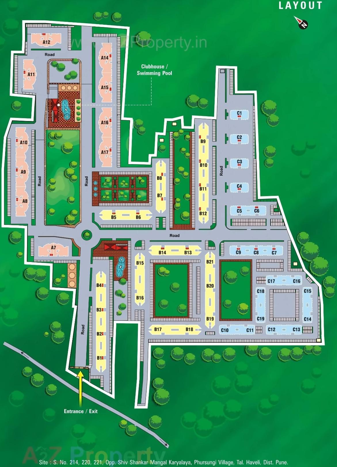 Layout of real estate project Park Infinia   I1, I2, I3, J2, J3 K located at Fursungi, Pune, Maharashtra