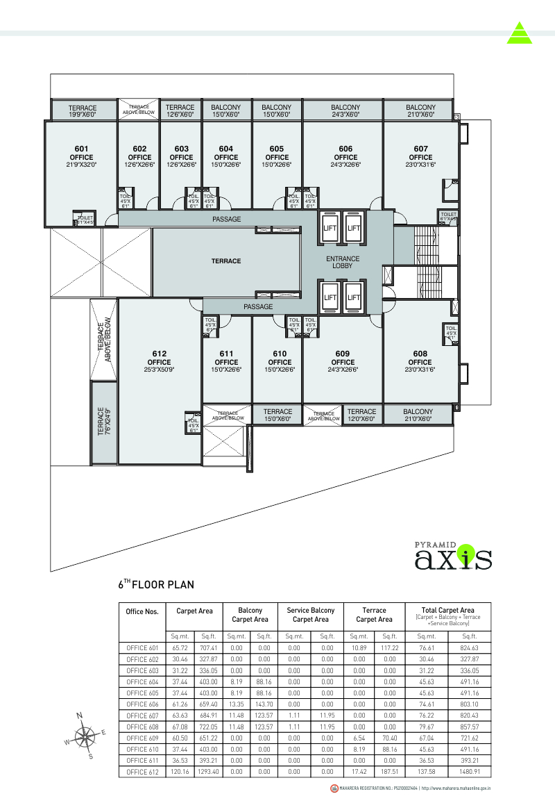 Layout of real estate project Pyramid Axis located at Baner, Pune, Maharashtra