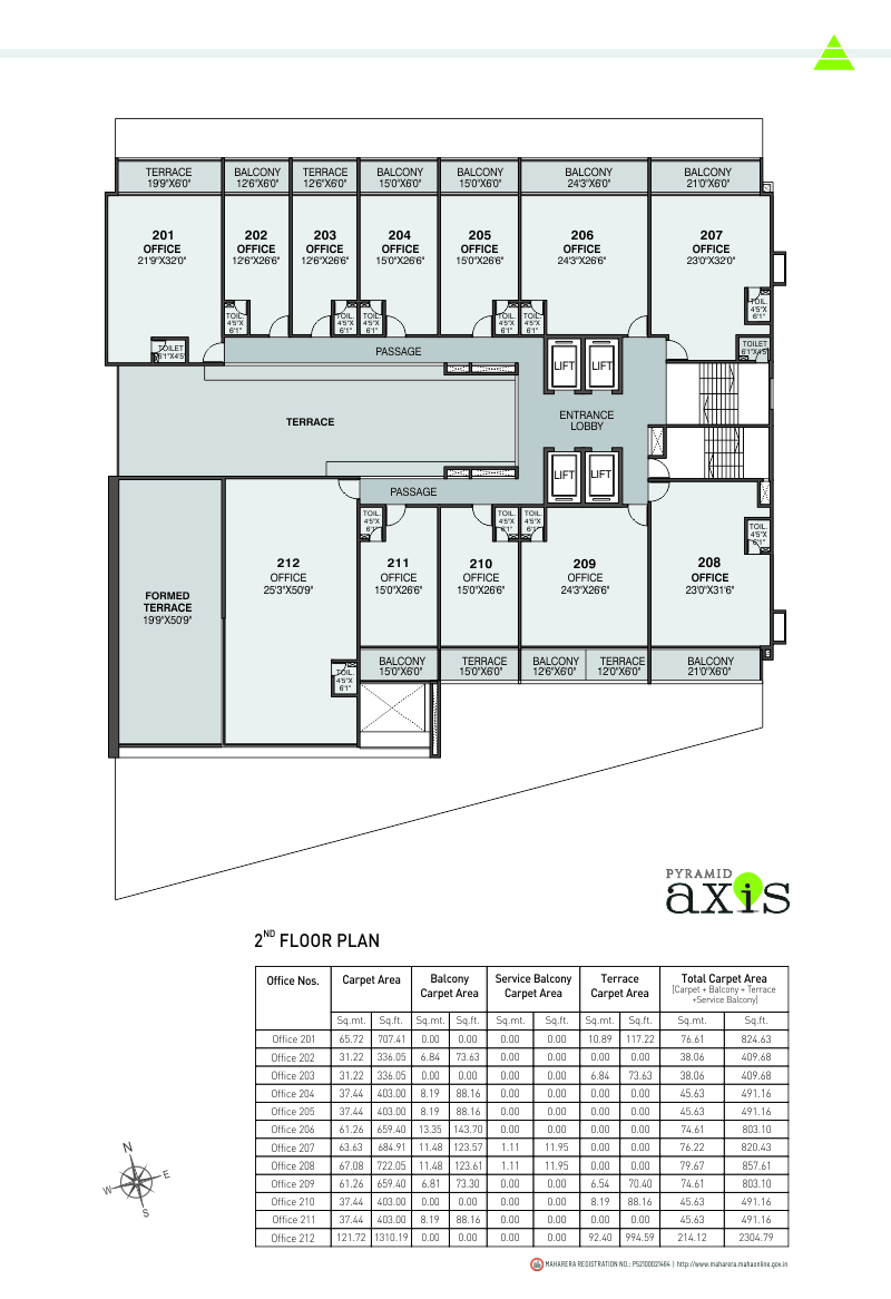 Layout of real estate project Pyramid Axis located at Baner, Pune, Maharashtra