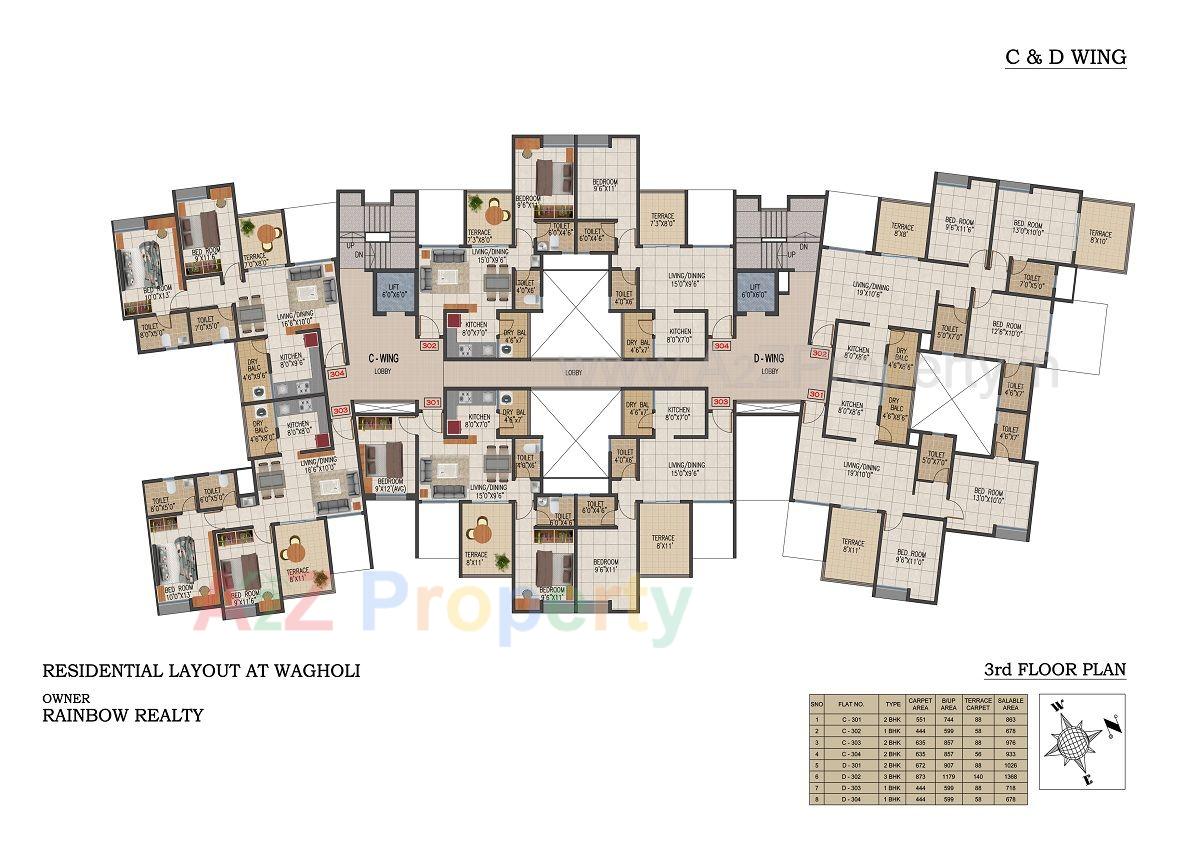 Floor3 of real estate project Rainbow Grace located at Wagholi, Pune, Maharashtra