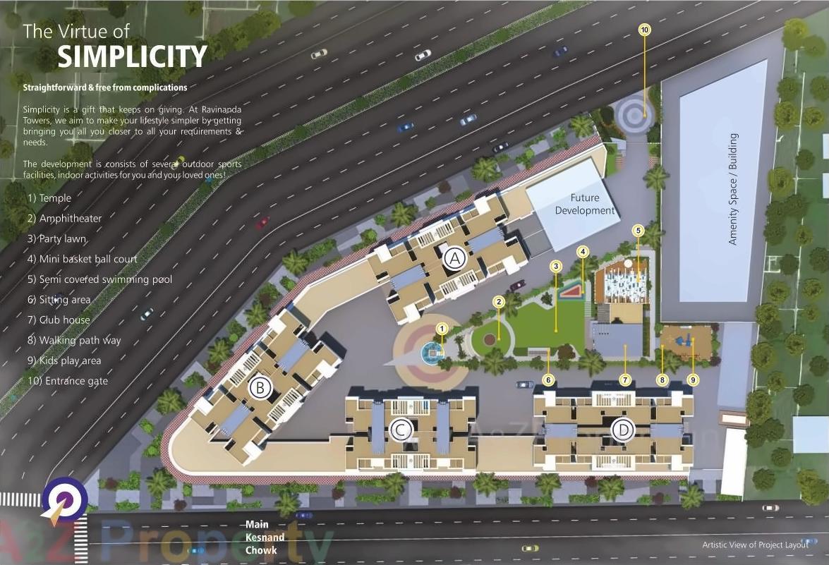 3D Elevation of real estate project Ravinanda Towers located at Kesnand, Pune, Maharashtra