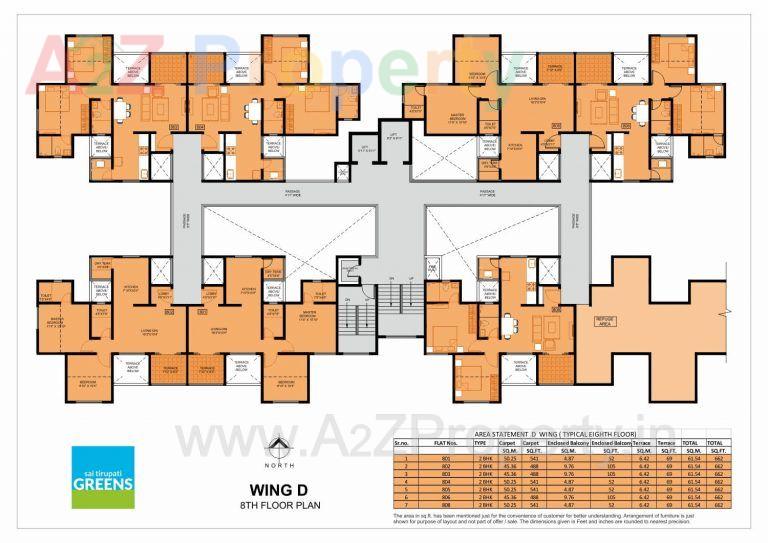 Floor Plan_d_8th 768x543 of real estate project Sai Tirupati Greens located at Charholi, Pune, Maharashtra