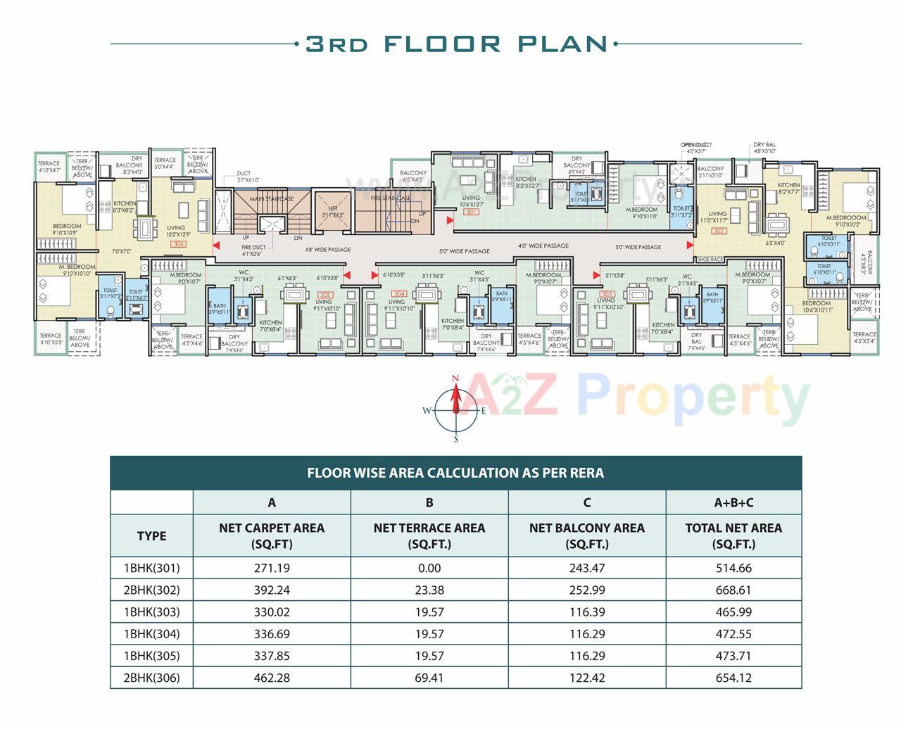 3rd Floor Plan Big of real estate project Shankeshwar Wisdom located at Pimpri-chinchawad-m-corp, Pune, Maharashtra