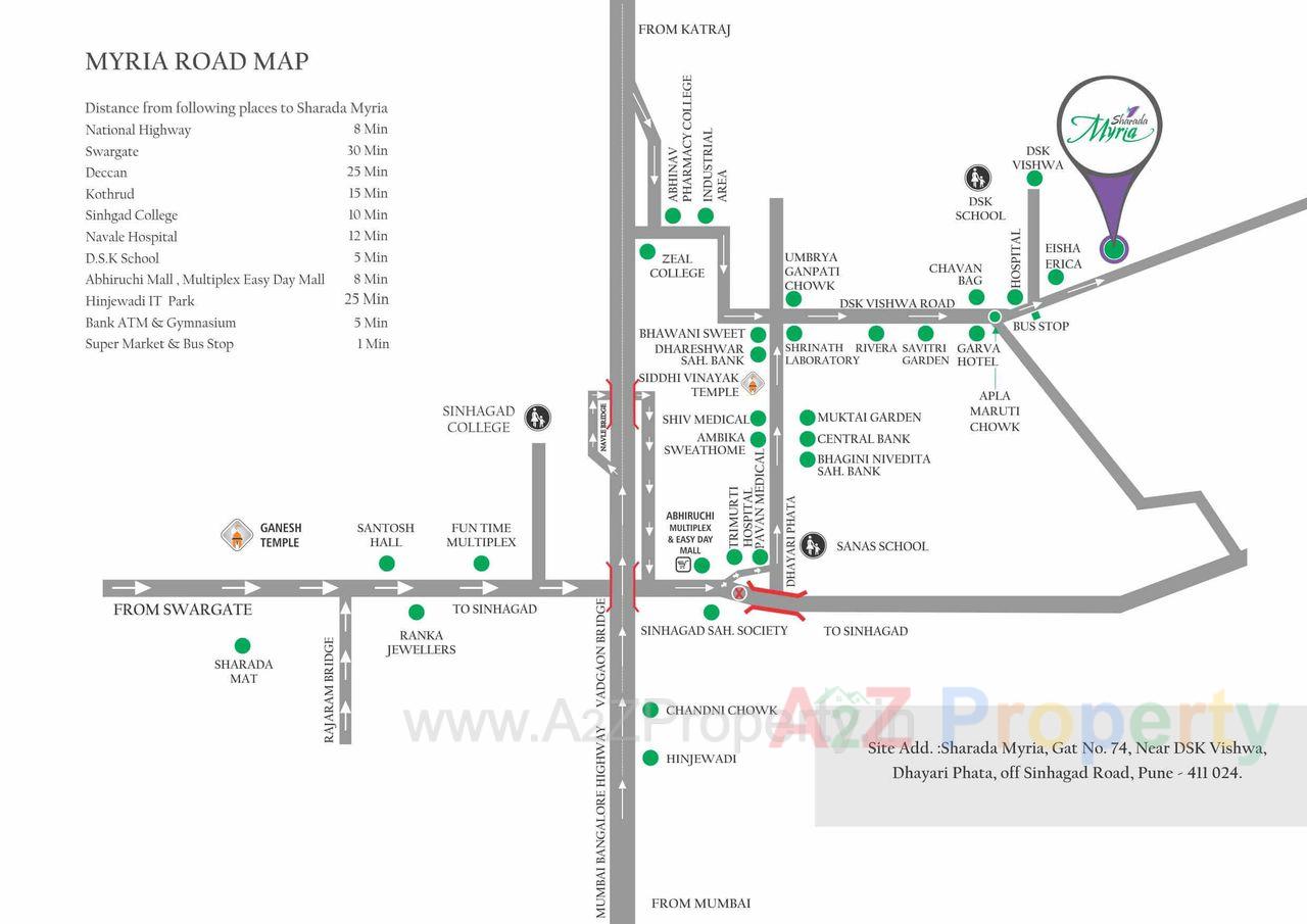 Location Map of real estate project Sharada Myria B located at Kirkatwadi, Pune, Maharashtra