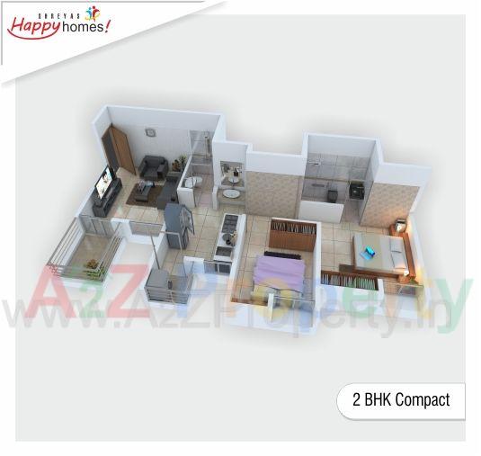 2bk Compact of real estate project Shreyas Happy Homes located at Harishchandri, Pune, Maharashtra