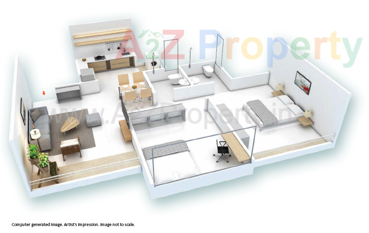 2 Bhk of real estate project Skyi Manas Lake located at Bhukum, Pune, Maharashtra