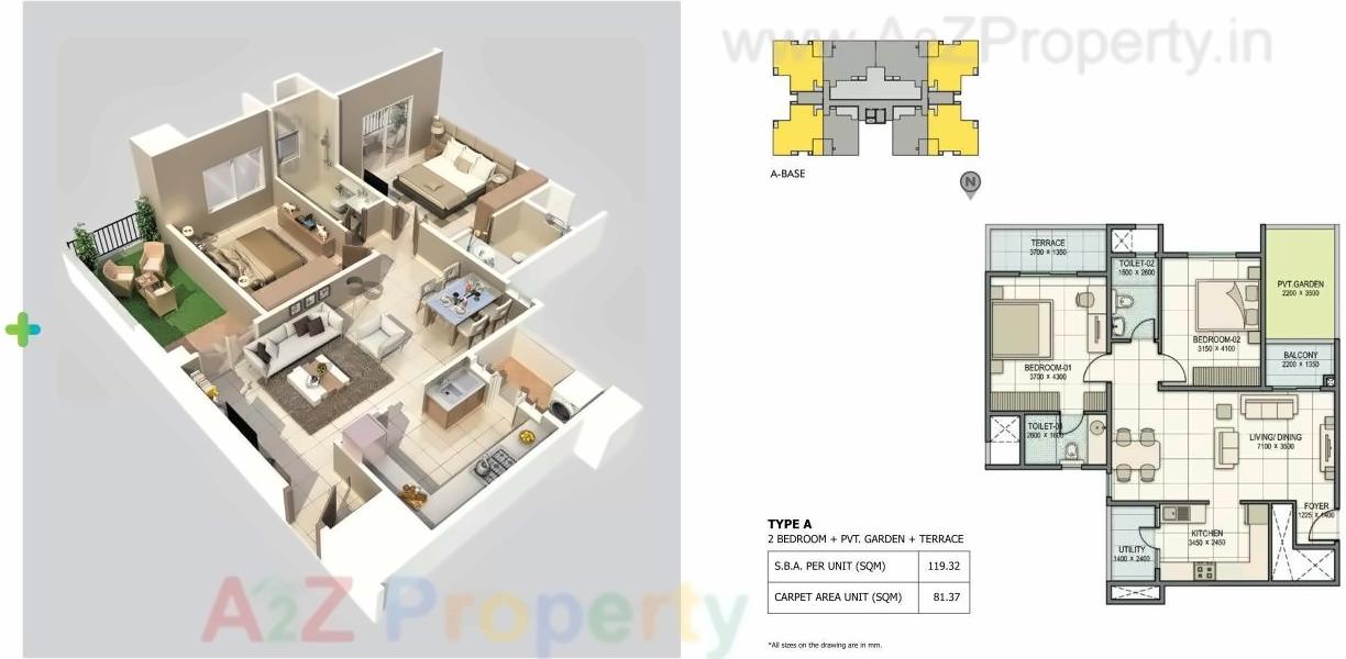 Layout of real estate project Sobha Orion Block 0 located at Kondhwa-bk, Pune, Maharashtra