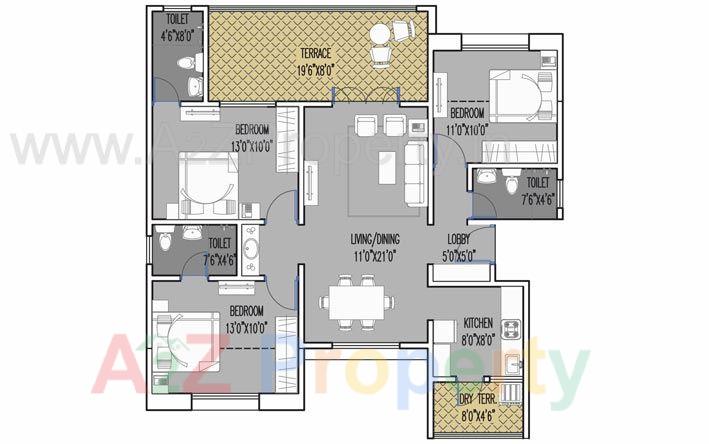 3 Bhk of real estate project Sun Exotica located at Yawalewadi, Pune, Maharashtra