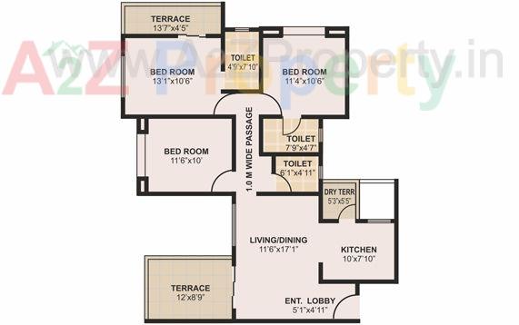 1360 L 3bhk of real estate project Sun Sapphire located at Hadapsar, Pune, Maharashtra