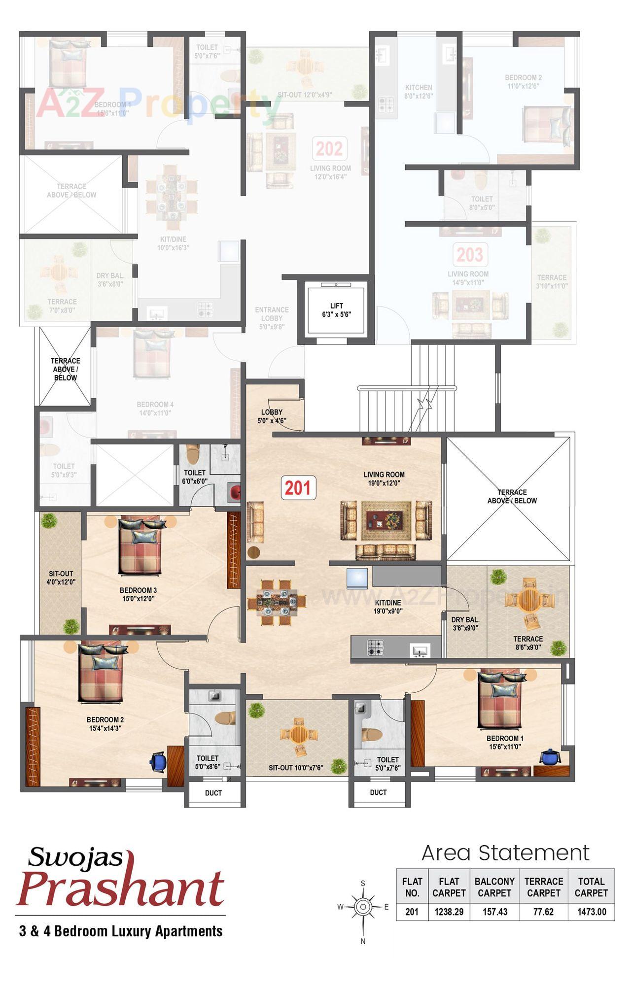 Prashant 2nd Floor Plan of real estate project Swojas Prashant located at Pune-m-corp, Pune, Maharashtra