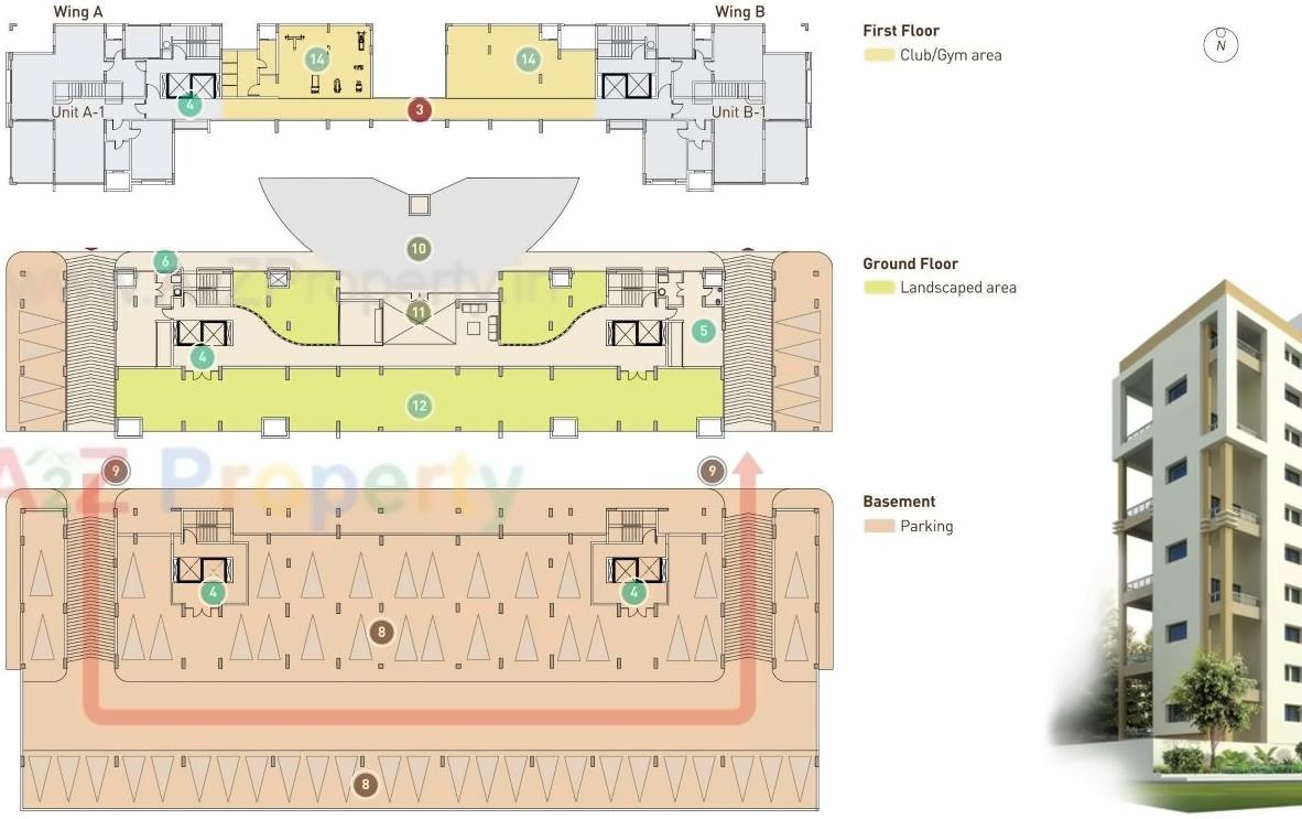 Layout of real estate project The Terraces located at Pune-m-corp, Pune, Maharashtra
