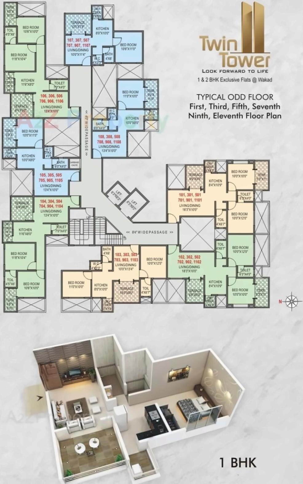 Layout of real estate project Twin Tower located at Wakad, Pune, Maharashtra