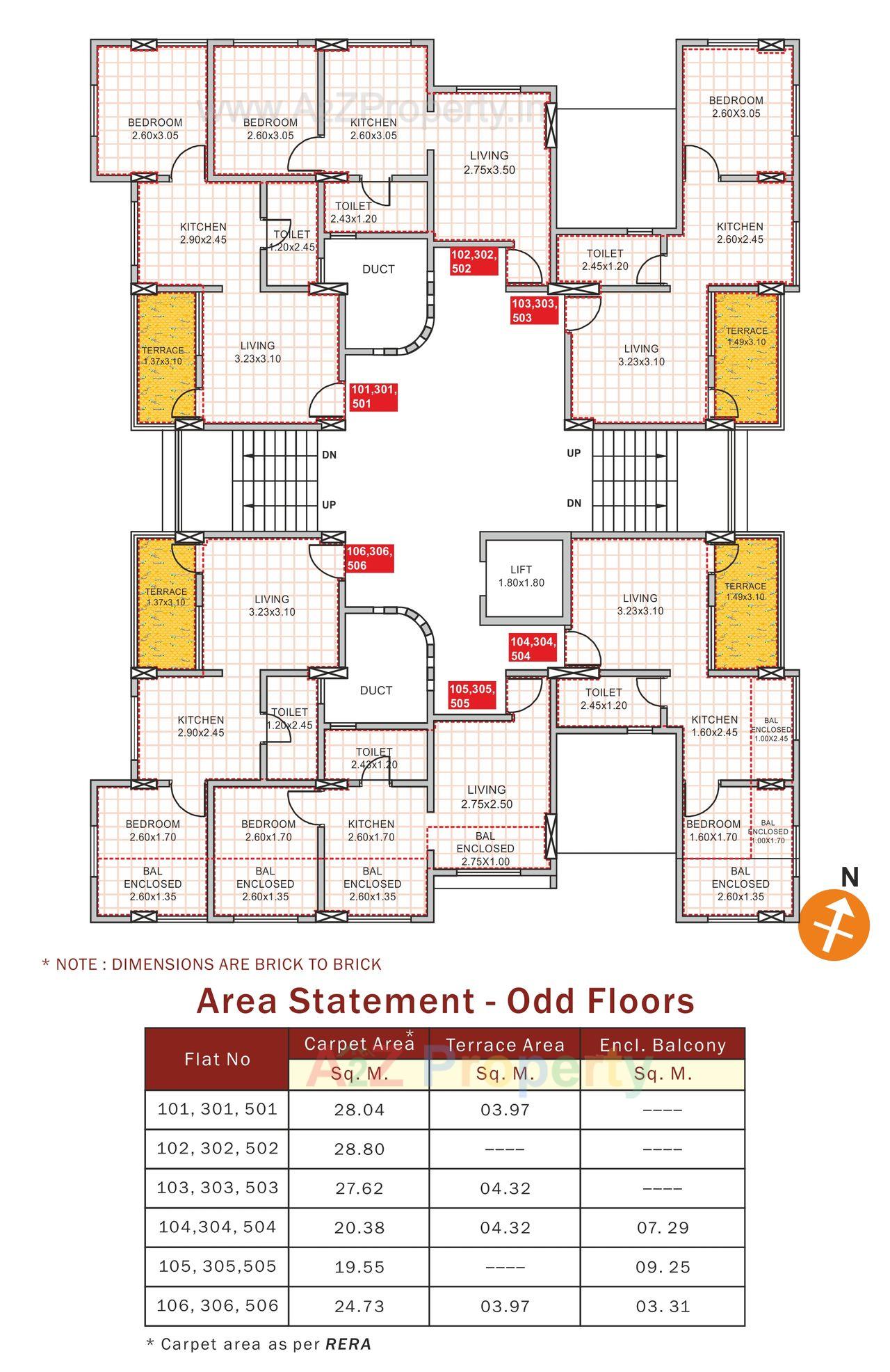 Odd Floors Layout of real estate project Venkatesh Galaxy located at Kondhwa-bk, Pune, Maharashtra