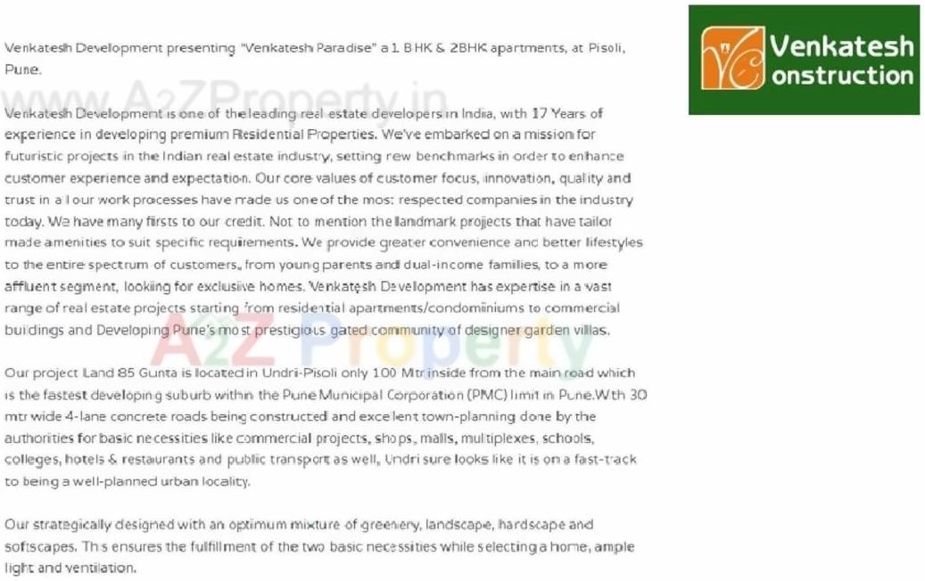  of real estate project Venkatesh Paradise located at Pisoli, Pune, Maharashtra