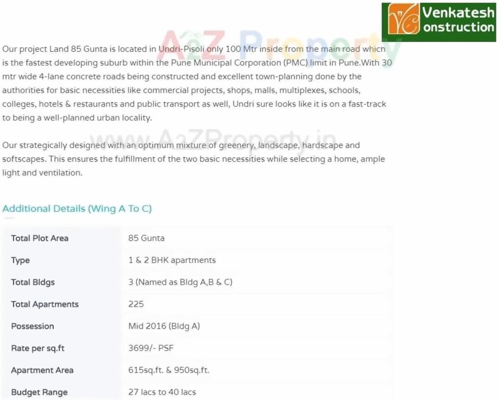  of real estate project Venkatesh Paradise located at Pisoli, Pune, Maharashtra