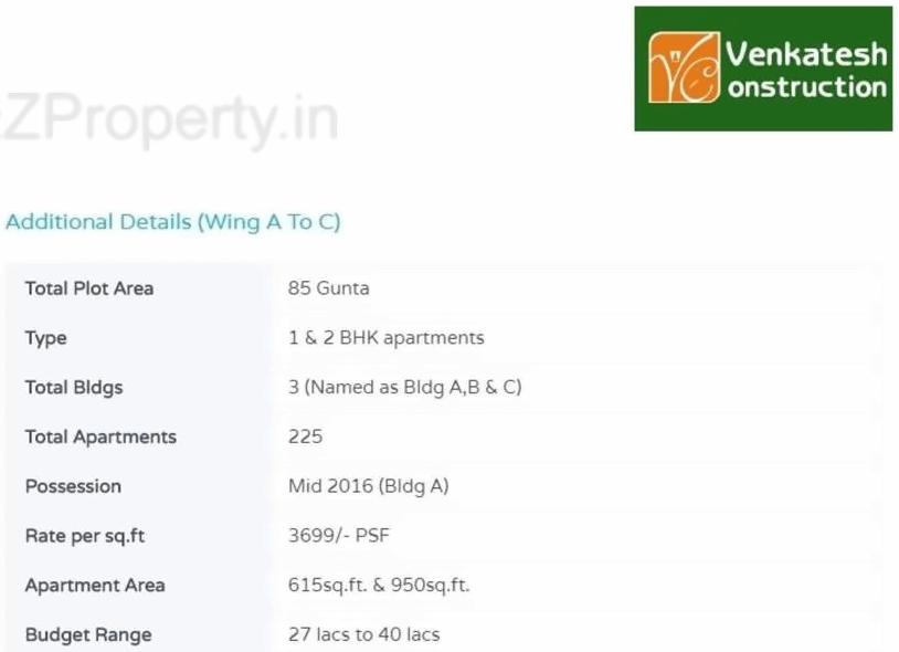  of real estate project Venkatesh Paradise located at Pisoli, Pune, Maharashtra