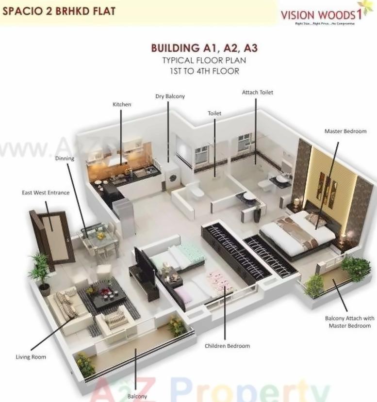 Layout of real estate project Vision Woods located at Jambhul, Pune, Maharashtra